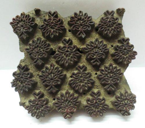 VINTAGE WOODEN CARVED TEXTILE PRINTING FABRIC BLOCK STAMP ETHNIC BUTI PRINT