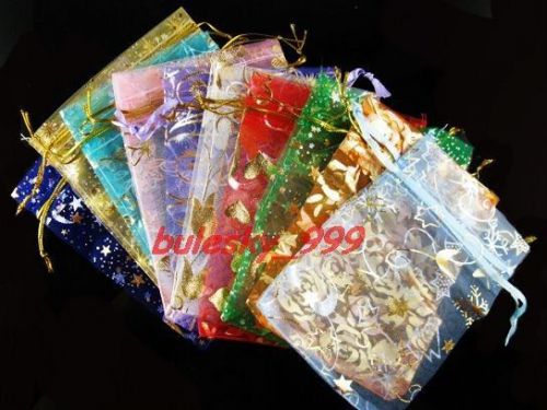 FREE SHIP 50pcs Mixed Style/Color Gauze/Organza Jewelry/Gift Bag 12x9cm