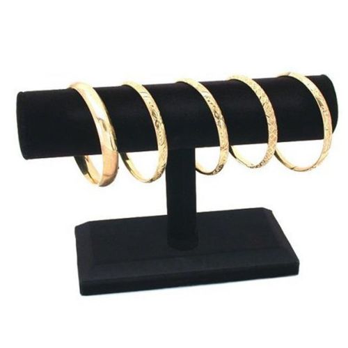 Black Velvet Bangle Bracelet Jewelry Chain Watch T-Bar Display Stand Holder Rack