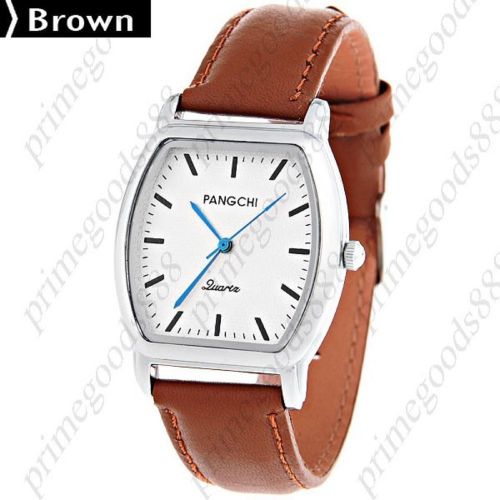 Men&#039;s Quartz Wrist Watch PU Leather Band Free Shipping Brown WristWatch