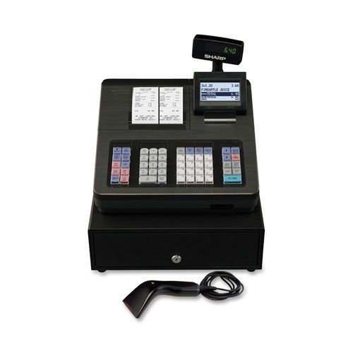 Sharp Cash Register, 8-Line Display, Hand Held Scanner, Black. Sold as Each