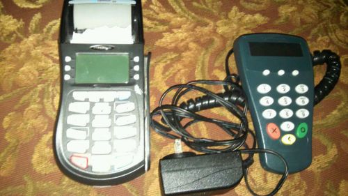 Hypercom optimum t4220 credit card machine with power adapter and pin pad for sale