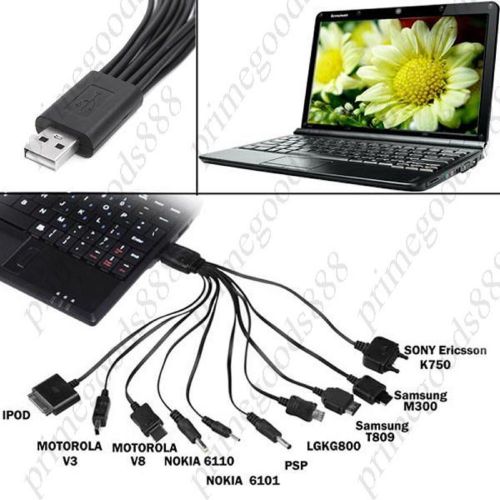 Black 10 in 1 Multifunctional USB Powered Charging Data Link Cable Multi Adapter
