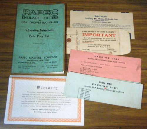 PAPEC Ensilage Cutters, Hay Chopper-Silo Fills AG Instructions &amp; Price List 1938