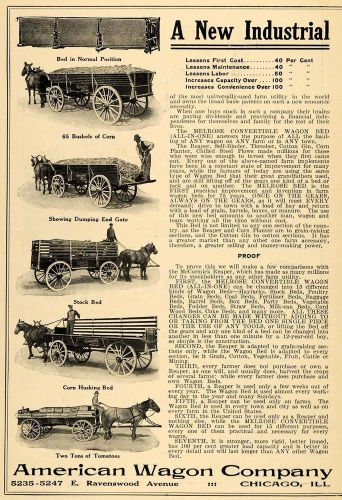 1910 Ad American Wagon Chicago Horse Farmer Farm Hay - ORIGINAL ADVERTISING TW3