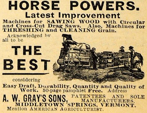 1890 ad a. w. gray horse powered farm machinery grain farm agricultural aag1 for sale