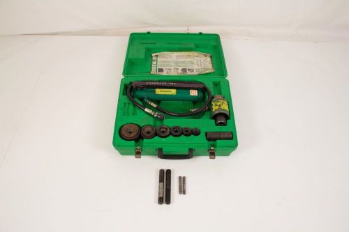 GREENLEE KNOCKOUT PUNCH AND HYDRAULIC DRIVER SET, 767 PUMP, 746 RAM + DIES
