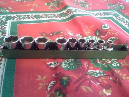 Vintage S &amp; K Sockets - 9 Pieces + Container - Used