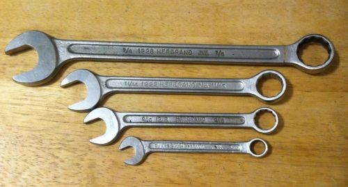 Lot 4 Vtg Herbrand Box Open Combo Wrenches SAE Standard Made In USA
