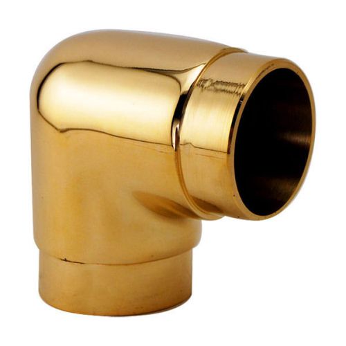 Flush elbow fitting 90? - polished brass - 1.5&#034; od - bar foot rail corner mount for sale