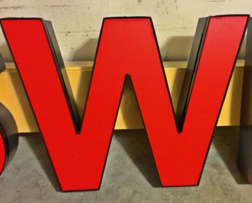 LARGE RED LED CHANNEL LETTER &#034;W&#034; INDOOR/OUTDOOR STORE FRONT SIGN WALL ART