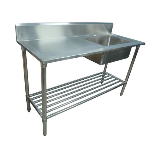 1500 x 600mm NEW COMMERCIAL SINGLE BOWL KITCHEN SINK #304 STAINLESS STEEL BENCH