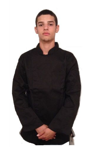 Dickies CW070301 Black Chef Jacket with White Checkered Trim Chef Coat