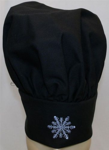 Winter Snowflake Snow Child Size Adjustable Black Chef Hat Monogram Embroidered