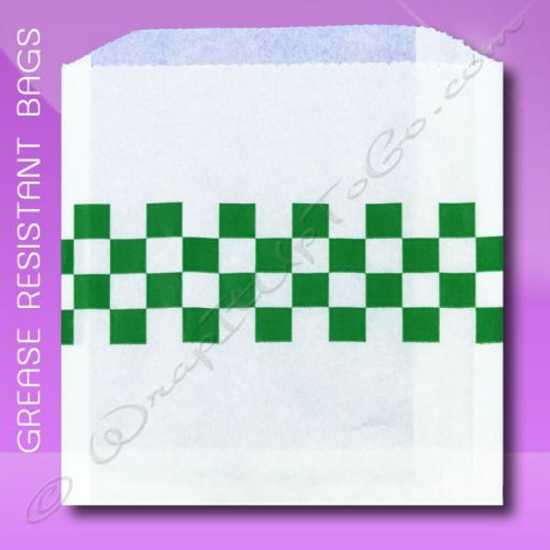 Grease Resistant Sandwich Bags – 6 x 3/4 x 6-1/2 – Green Checkboard