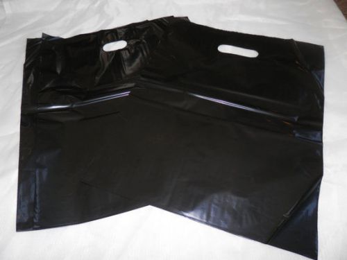 100 12x15 Glossy Black Low-Density Plastic Merchandise Bag W\Handles Retail Bags