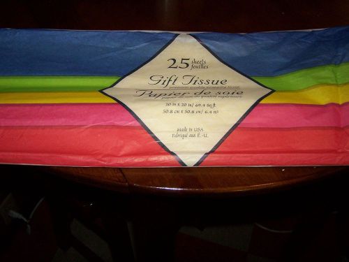 2 PKGS.OF 25 SHEETS EACH  TISSUE PAPER 20&#034; X 20&#034; FOR 50 SHEETS BRIGHT NEON COLOR