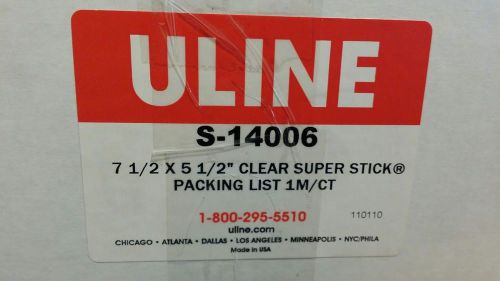 *NEW* ULINE S-14006 CLEAR PACKING LIST 7.5&#034; X 5.5&#034; 1M/CT