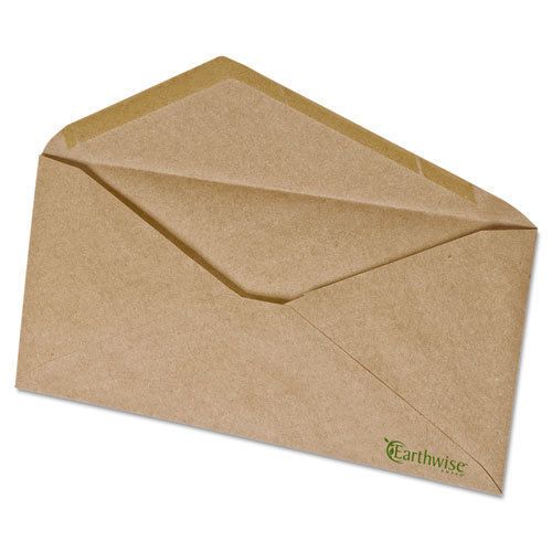 100% Recycled Paper Envelope, V-Flap, #10, Natural Brown, 500/Box