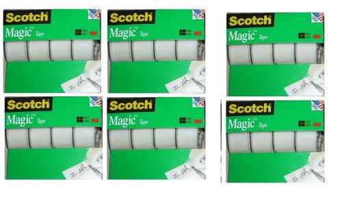 Lot of 6 Packs New Scotch Magic Tape In Dispensers 3/4&#034; x 300&#034; ~ 16 Rolls Total