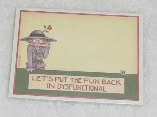 NEW! VINTAGE 1996 MARY ENGELBREIT POST-IT NOTES PAD &#034;FUN BACK IN DYSFUNCTIONAL&#034;