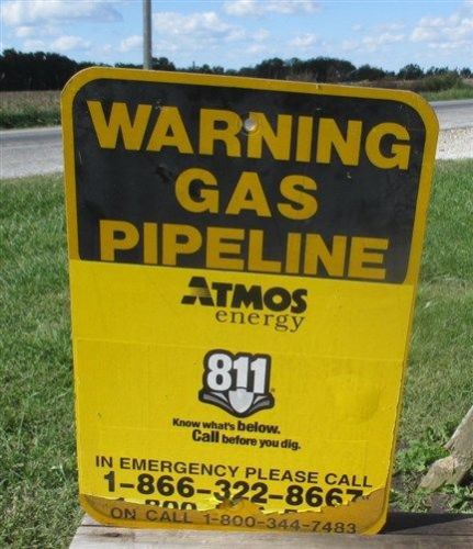 18x12 Warning Gas Pipeline Vintage Atmos Energy Safety Sign Mancave Garage Art a