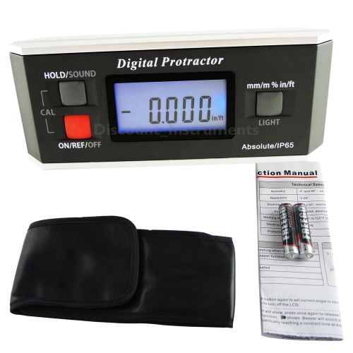 Digital Protractor V-Groove Base Machine Industrial Automotive Tool w/ Magnets