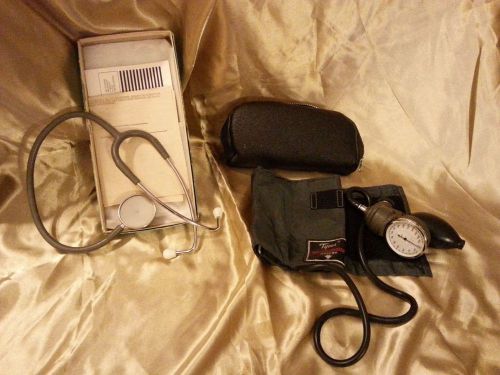 Tycos Manual Adult Blood Pressure Cuff &amp; Littmann 2100 3M Stethoscope FREE SHIP