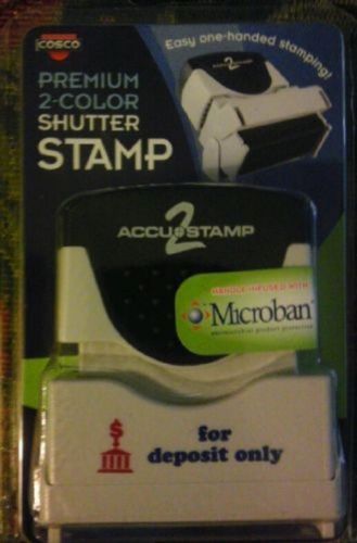 Cosco premium 2 color shutter stamp &#034;for deposit only&#034; easy one handed stamp. for sale