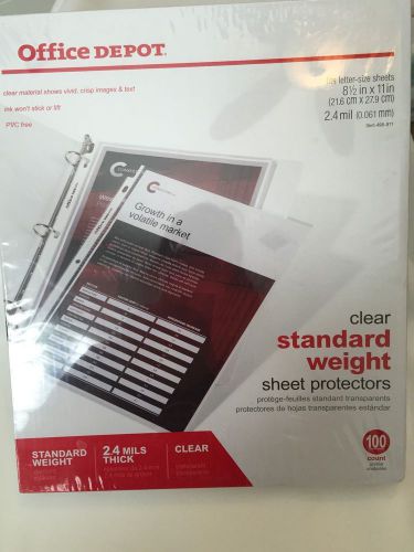 Office Depot Standard Weight Sheet Protectors 100 Count Clear