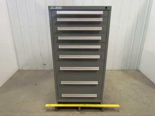 Stanley vidmar 9-drawer industrial parts tool storage shop cabinet 30x59x28&#034;gray for sale
