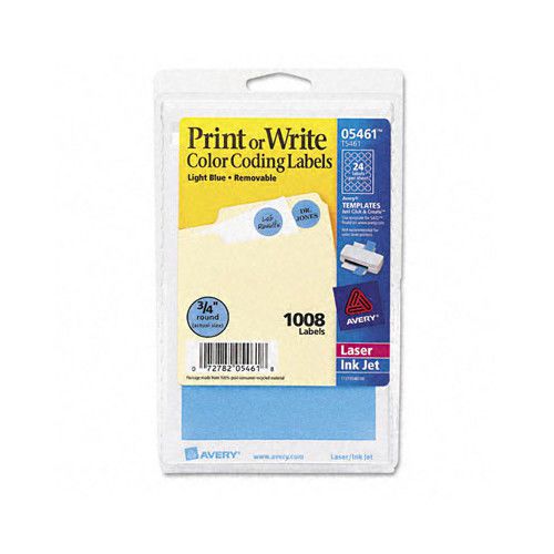 Avery Print or Write Removable Color-Coding Labels Light Blue 0.75&#034; dia Set of 2