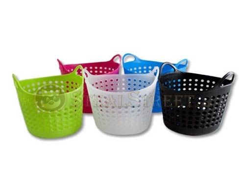 Pink Office Organizer Styled Like A Mini Laundry Basket