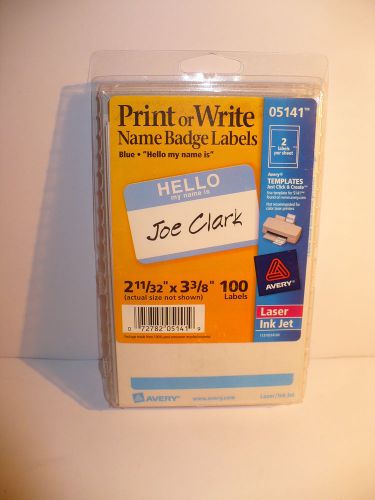 Avery Print or Write Name Badge Labels 05141 100 approx 2 1/2 x  3 1/2 inch
