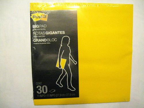 3M POST-IT BIG PADS STICKY NOTES 11&#034; x 11&#034; 30 UNRULED SHEETS BRIGHT YELLOW BP11Y