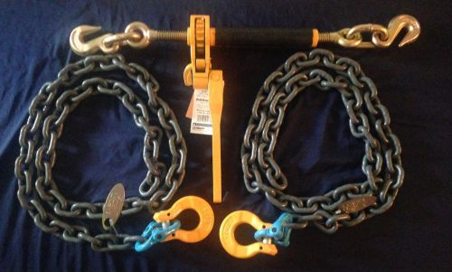 (2) 6&#039; 5/16&#034; front axle chain w omega link + Quick Binder (1) Package Tow Truck