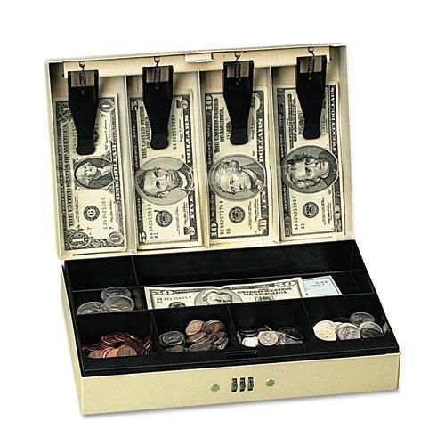 New pm company 4961 steel cash box w/6 compartments, three-number combination for sale
