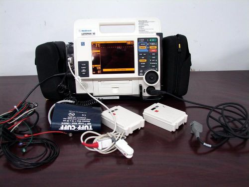 Lifepak 12 biphasic 12 lead ecg nibp spo2 etco2 co2 pace aed 2 battery cary case for sale