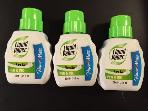 3 Pack - Paper Mate Liquid Paper Correction Fluid White Out .74 fl oz per Bottle
