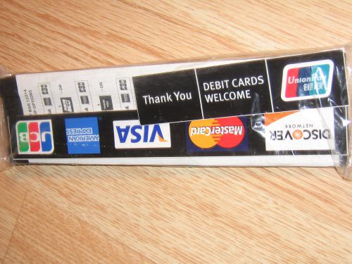 Credit Card 5 Logo Decal  Display Bar  Visa Mastercard JCB  Union Pay Discover