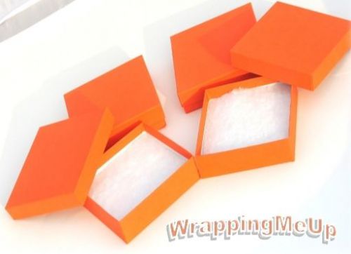100 Pack -3.5” x 3.5” x 1” Orange Calypso, Cotton Filled, Jewelry / Gift Boxes