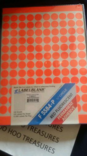 12,000 BLANK 3/4&#034; DOT CIRCLE STICKER LABEL Red Fluorescent PERMANENT ADHESIVE