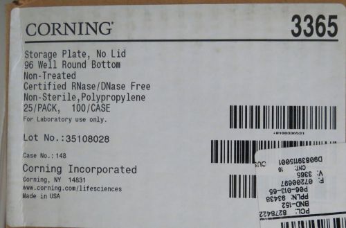 Case/100 Corning 96 Well Round Bottom Storage Plates 330µL # 3365