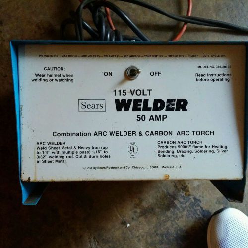 Sears Portable Welder and Carbon Arc Torch 115v/50 amp