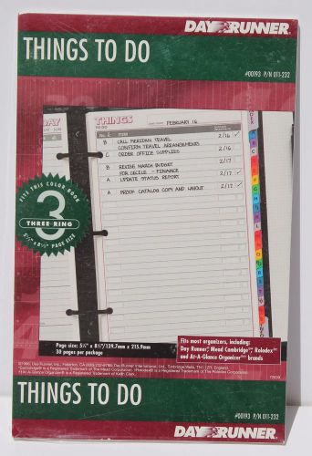 Day Runner Things To Do Refill Pages - 5.5&#034; X 8.5&#034; - 3 Ring - #011-232
