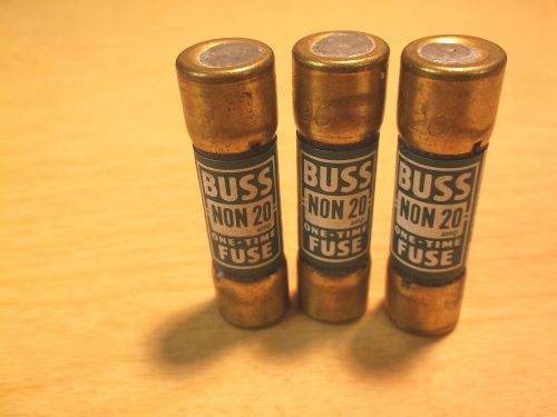 USED LOT OF 3 BUSS FUSES NON 20, 250V FREE SHIPPING