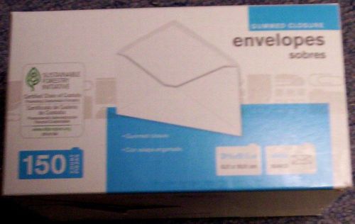 150 Regular Gummed Closure size 6-3/4 Envelopes, White, 3-5/8 x 6-1/2-NIB-NR-BIN