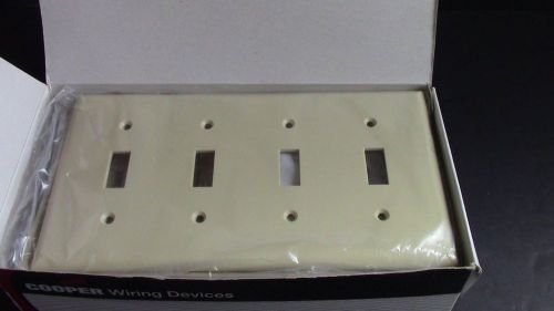 Ten Cooper 4 Gang Toggle Light Switch Wall Plate- Ivory- Box of Ten 2154V-BOX