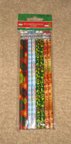 New Package of 8 Christmas Pencils 4 Designs (CS2)