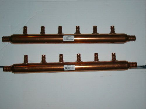 Lot 2 sharkbite pex manifold 6-port 1/2 branch - 3/4 inlet open 1&#034; trunk copper for sale